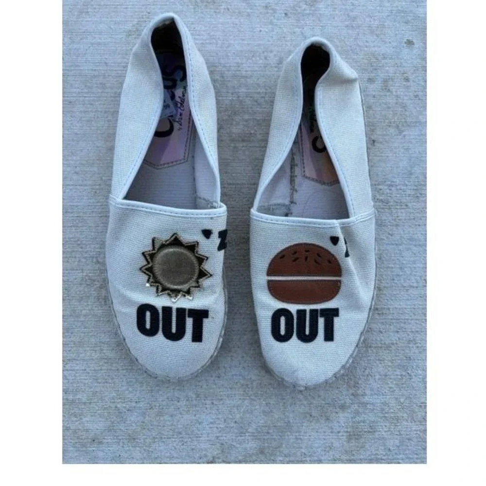 Circus by Sam Edelman Sun Burger Out Canvas Espadrille Flats White Womens 8.5